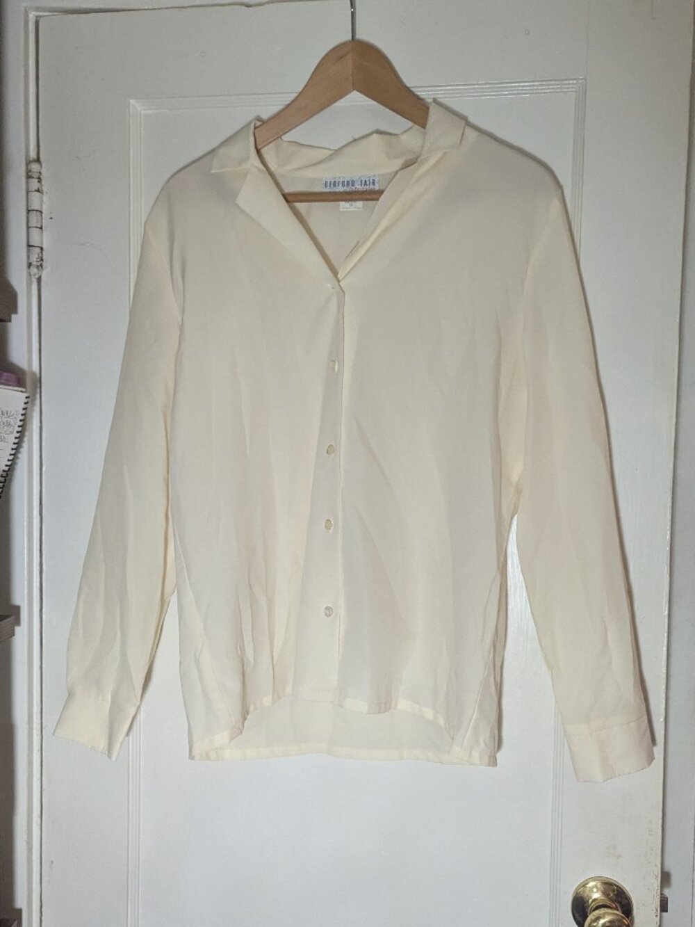 Bedford fair cream button down blouse size 12